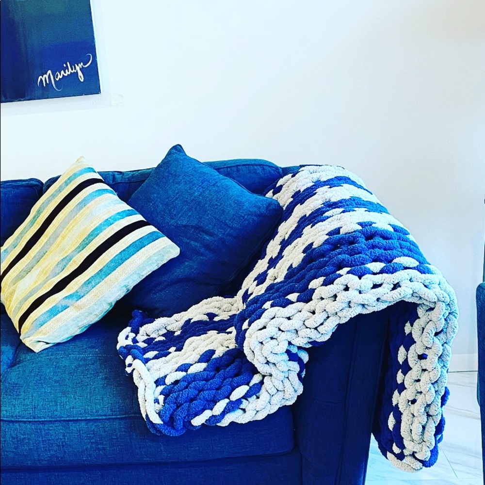 Chenille chunky yarn blanket 40x60 approximately